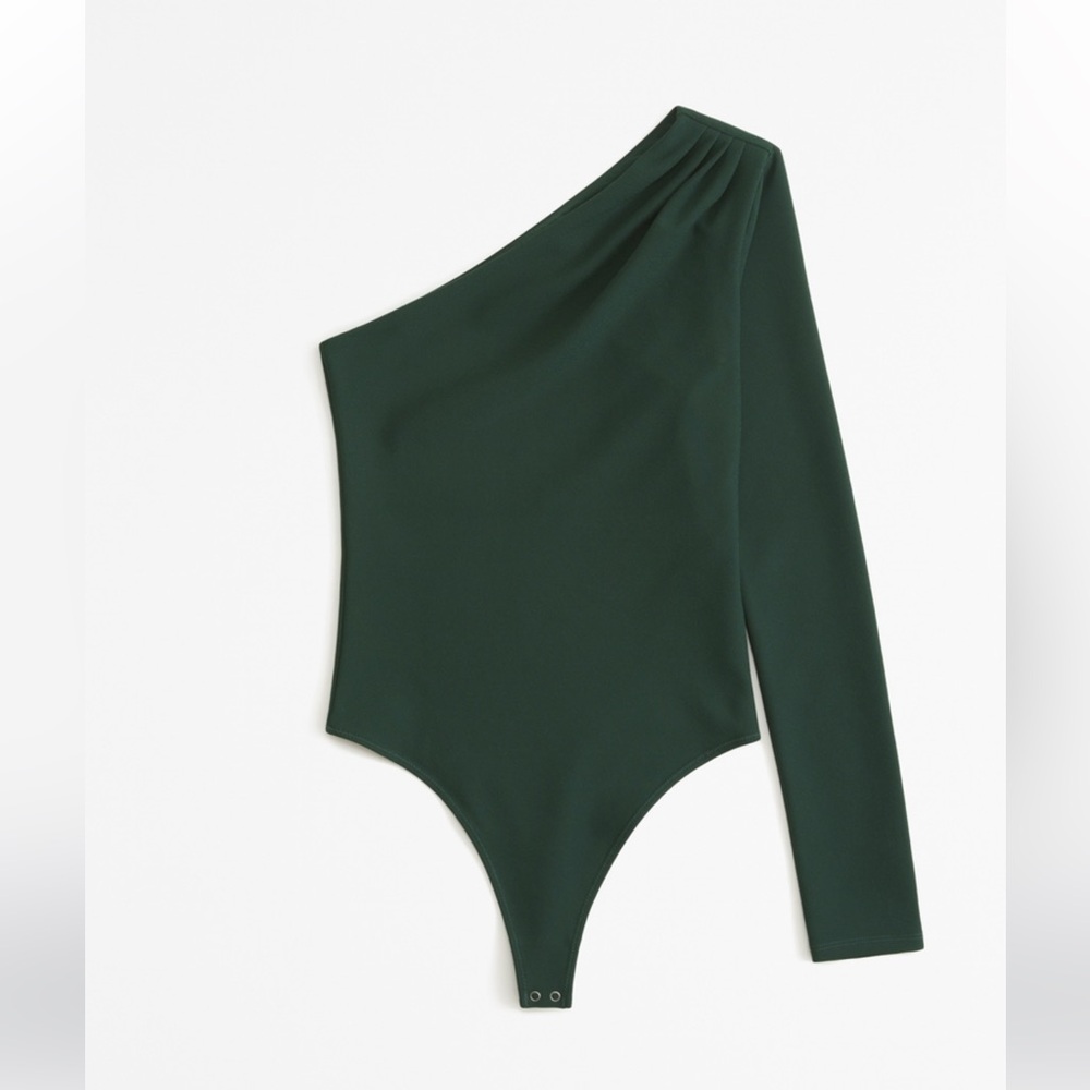 Abercrombie & Fitch Long-Sleeve Crepe One-Shoulder Bodysuit - Picture 3 of 6